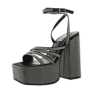 Steve‎ Madden Aces Rhinestone Strappy Platform Dress Sandals Sz 8